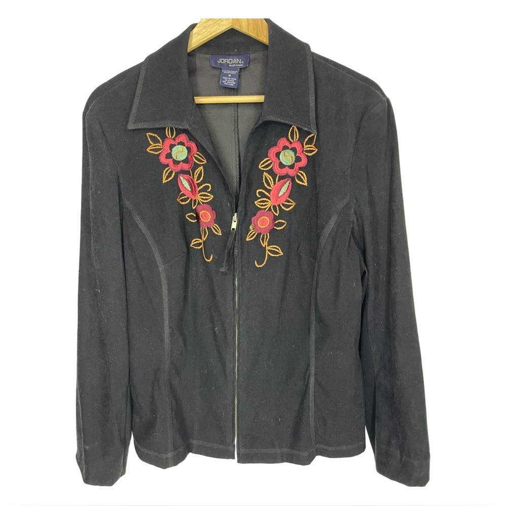 Jordan blue label vintage embroidered zip front ladies jacket  medium